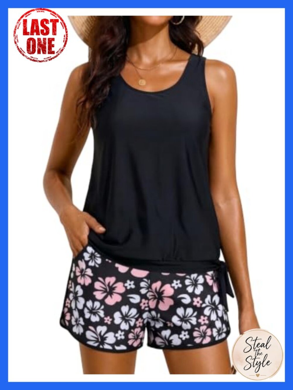 Women's Tankini Swimsuit 2 Piece with Boyleg Shorts Floral Tummy Control